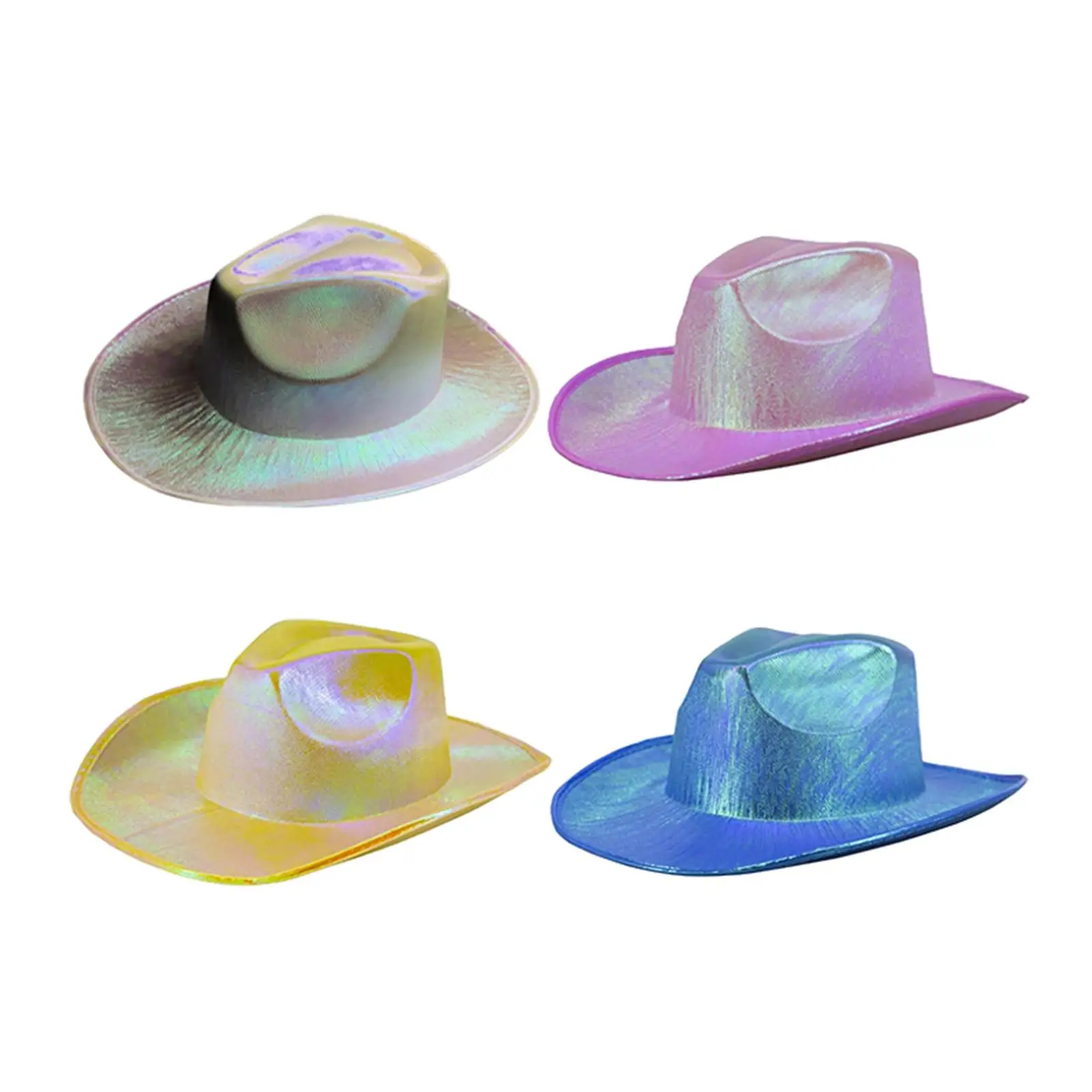 Cowgirl Party Hat for Women with Sparkly Glitter Holographic Shine Western Style Rave Costume Cap Carnival Disco Halloween Fancy