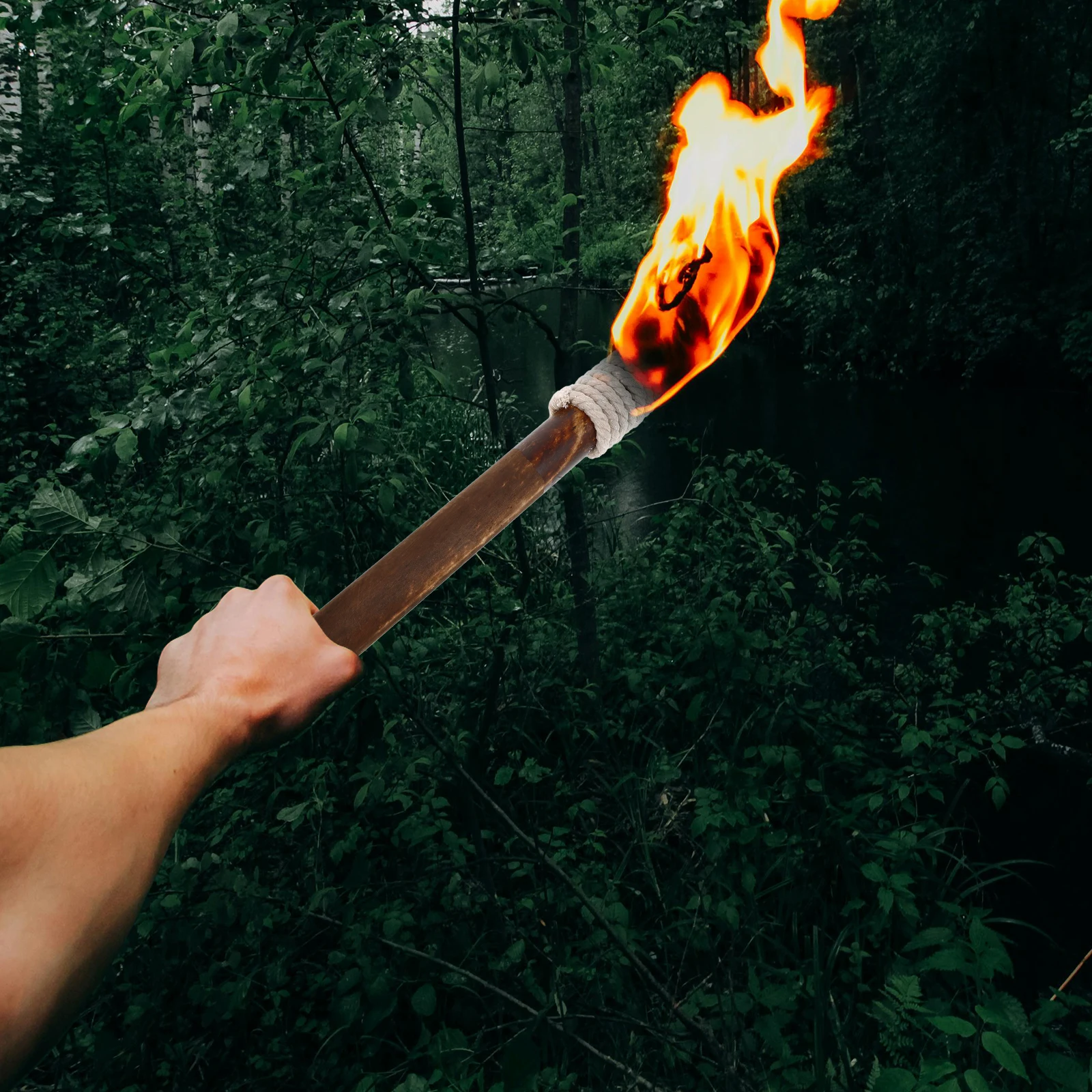 

Wood Torch Outdoor Lighting Decoration Vintage Design Durable Fire Torch for Garden Pathway Lawn Patio Landscape