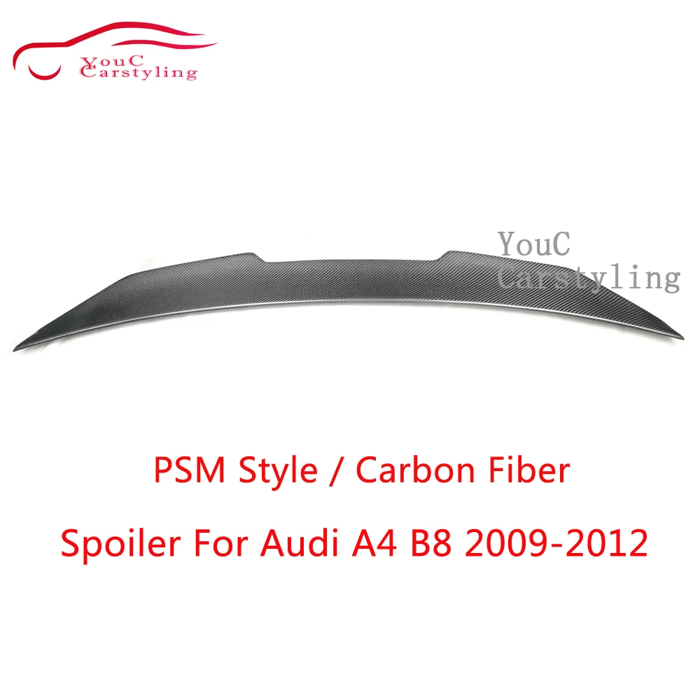 

PSM Style Carbon Fiber Rear Spoiler Trunk Wing For Audi A4 B8 4-door Sedan 2009 -2012 Rear Bumper Lip Splitter Tail Boot Spoiler