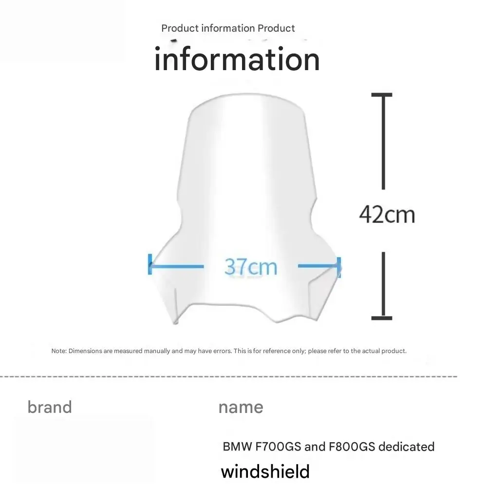 For  F700GS F800GS Perfect Fit Imported Heightened Windshield, Front Wind Deflector Protection Parts
