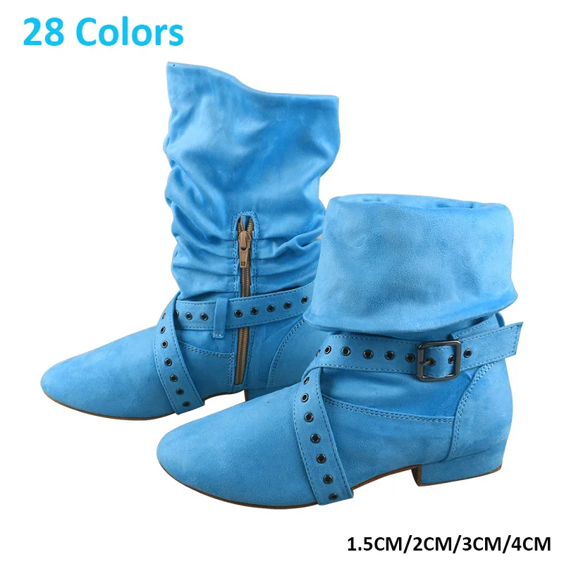 

Venus lure Customized 1CM/2CM/3CM/4CM Warm up Dance Shoes Women Boots Blue Suede Sole Pleated Winter Boots for Dance