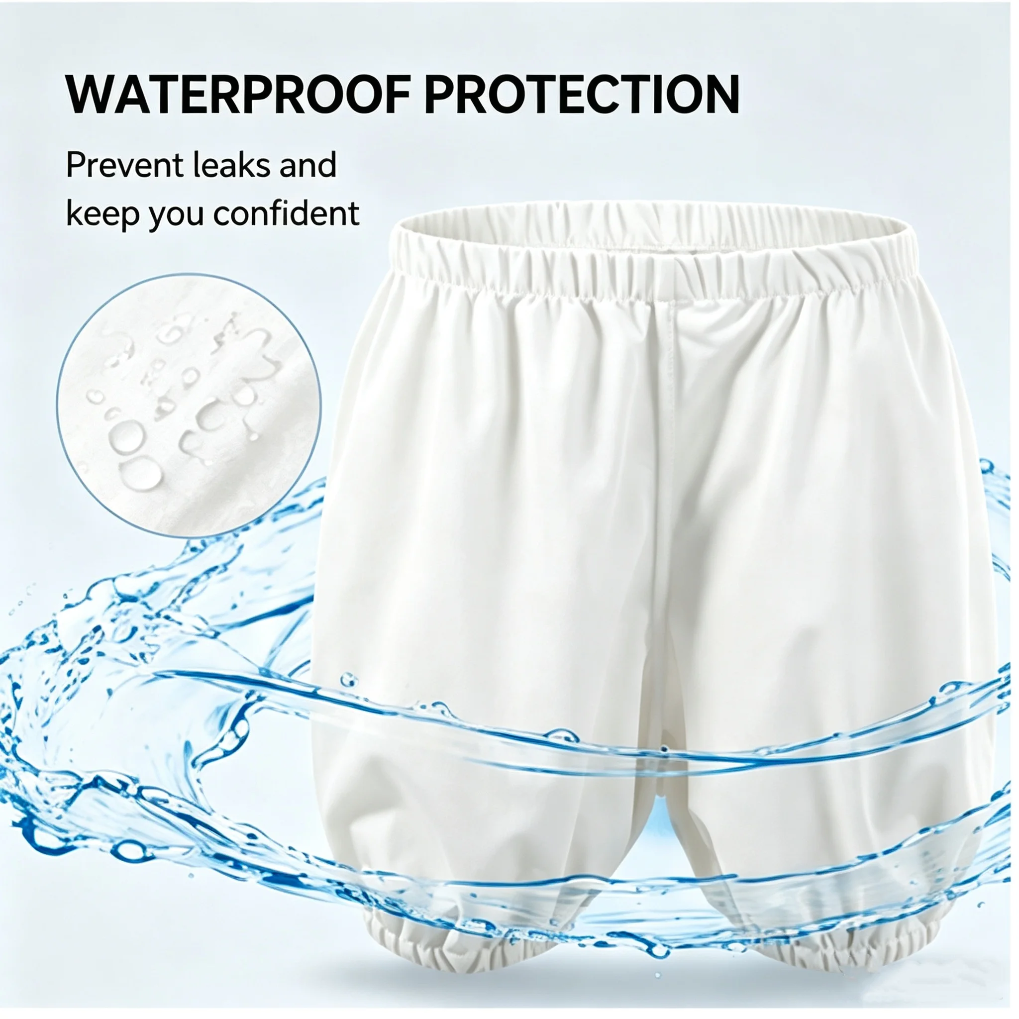 Weiche, wiederverwendbare Windelhose für Erwachsene, wasserdichte Inkontinenz-Shorts für Senioren, Frauen in der Menstruation und Schwangere. – Detail 3