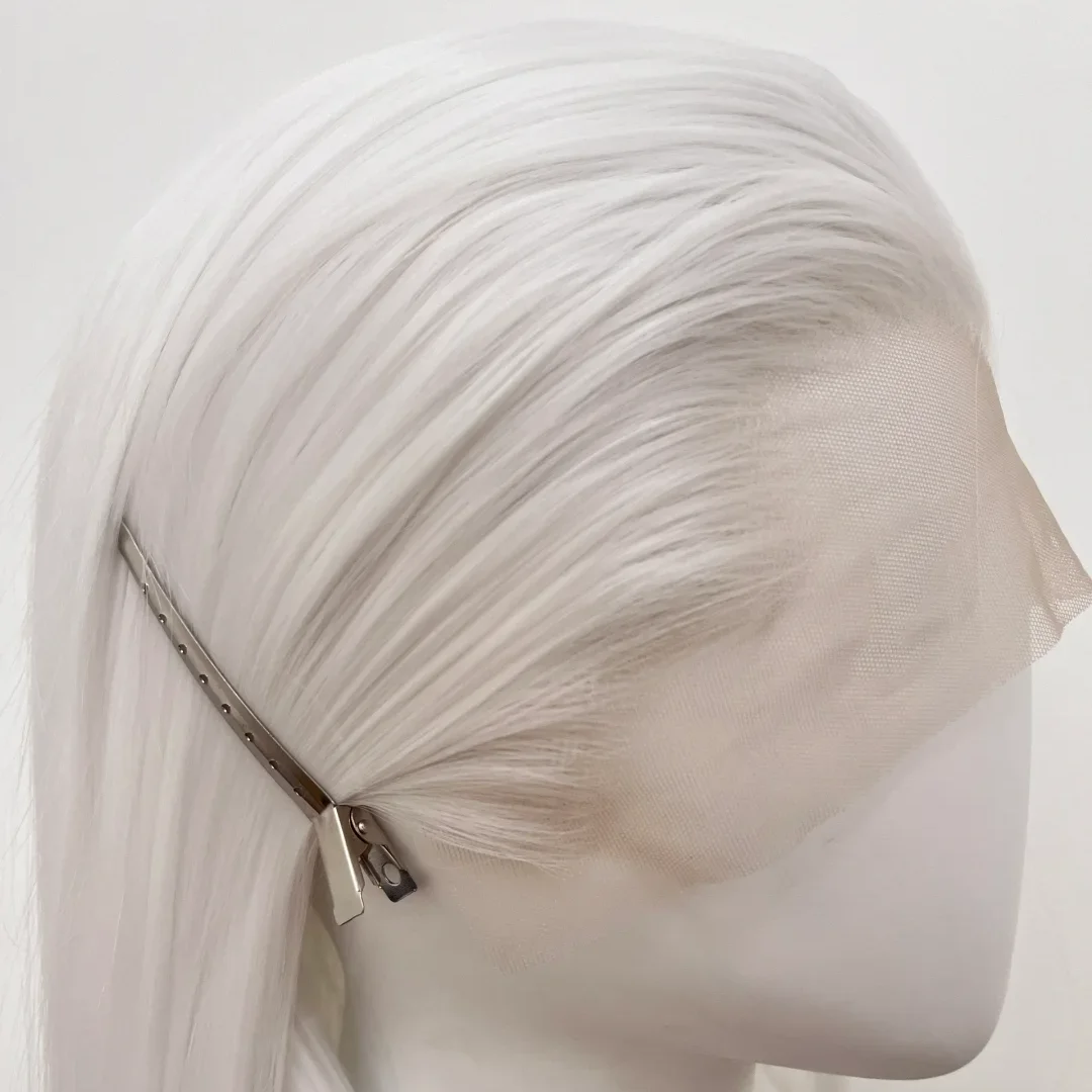 BeiBei Witte Kant Voor Pruiken voor Vrouwen Lange Rechte 13*4 Hoge Temperatuur Vezels Natuur Uitziende Cosplay Pruik Synthetische kant Pruiken