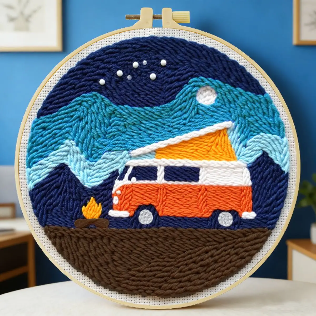 20X20CM/7,87 Zoll Wohnmobil-Sticknadel-Set, Stickerei-Kit, Strickstickerei, DIY-Handgemachtes Geschenk, Bastelmalerei – Detail 1