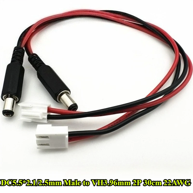 

DC5.5*2.1mm/DC5.5*2.5mm Male head to VH3.96mm 2P terminal wire chassis equipment circuit board connection wire length 30cm 22AWG