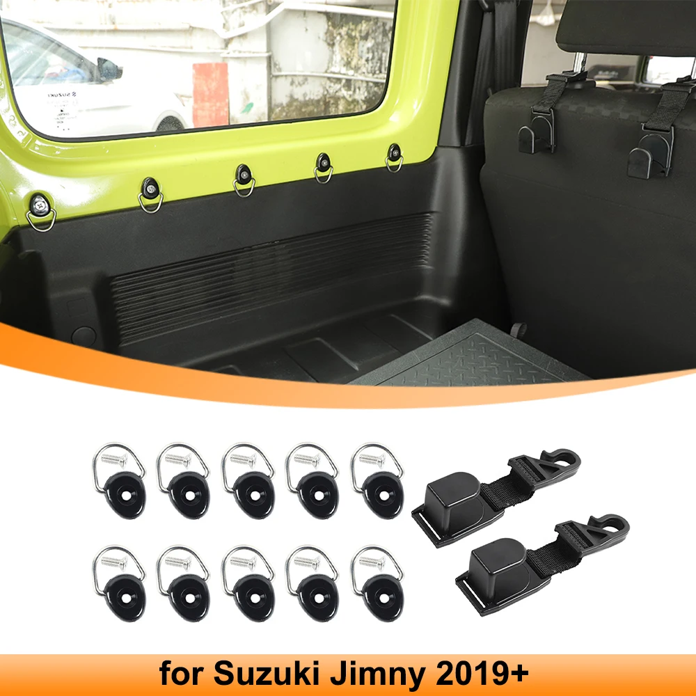 Car Tie-Down Anchors D-Ring Buckle Seat Headrest Hook Backseat Hanger for Suzuki Jimny JB64 JB74 2019-2026 Interior Accessories
