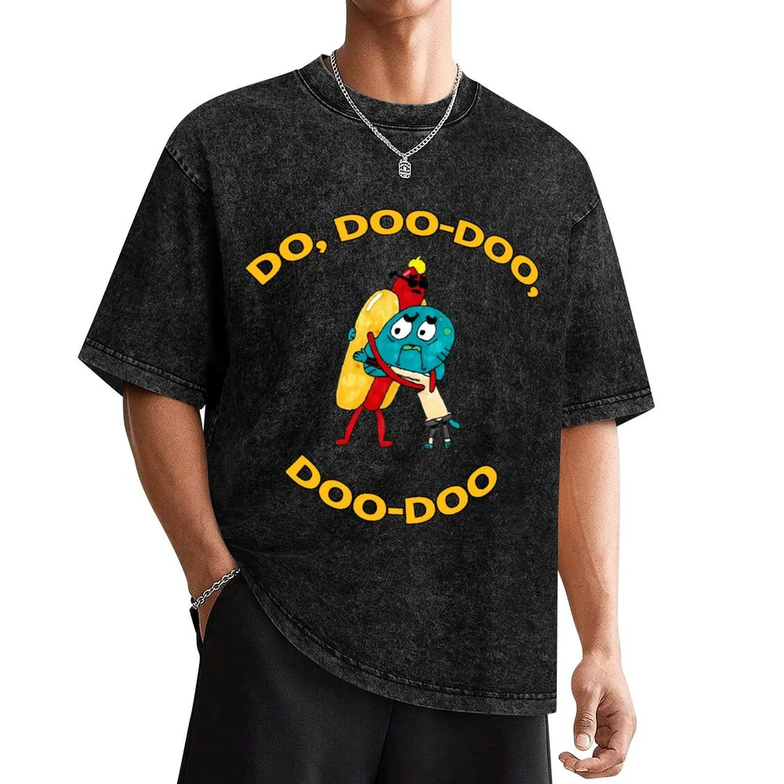 

Hot Dog Guy and Gumball Awkwardly Hugging T-Shirt plus sizes Aesthetic clothing plain shirts men