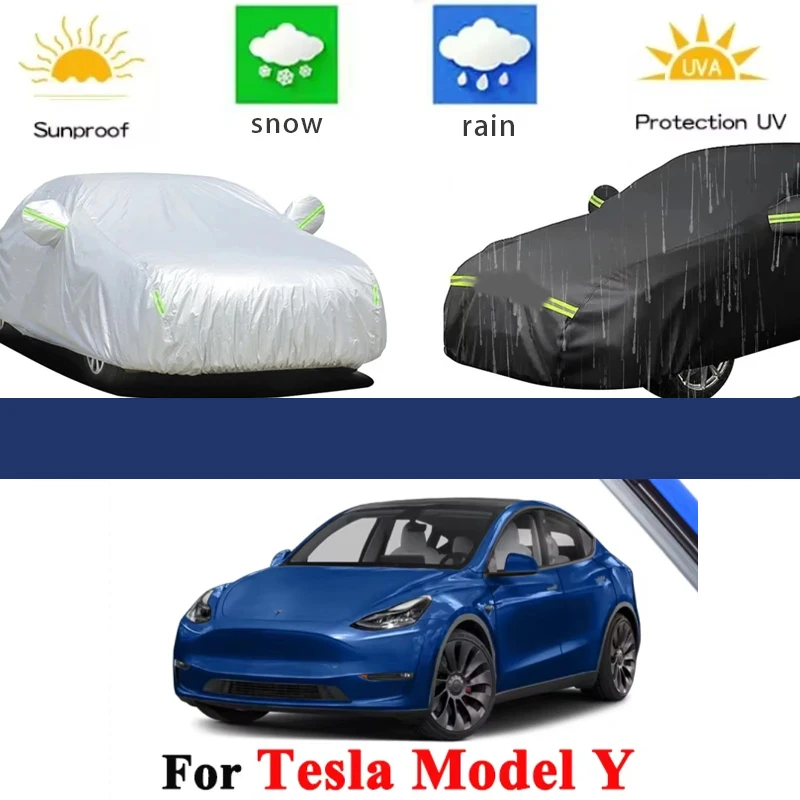 

Чехлы для Tesla Model Y 2019-2026, полные автомобильные чехлы, уличные солнцезащитные чехлы, защита от УФ-лучей, снега, пыли, ткань Оксфорд, аксессуары