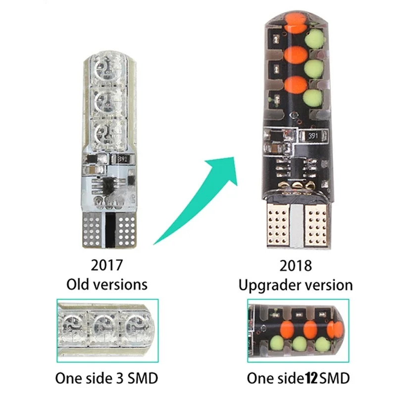 Ampoule LED pour voiture avec télécommande, flash de lecture stroboscopique, feux de dégagement Wedge, T10 w5w RGB, 12SMD COB canbus 194 168
