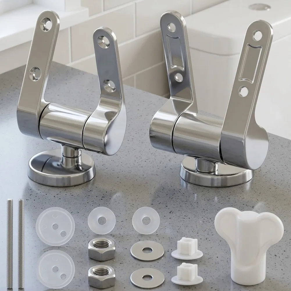 Replacement Toilet Seat Hinges Zinc Alloy Chrome-Plated For Soft-Close Hinges Homes Hotels Mounting Hardware Accessories