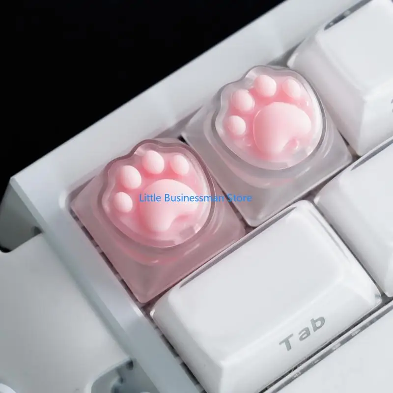 Dekoratives Tastaturtasten-Set, 4-teilig, durchsichtiger Tastenkappen-Stil mit Katzenpfoten-Aufdruck, für tägliche Tippbereiche – Detail 9