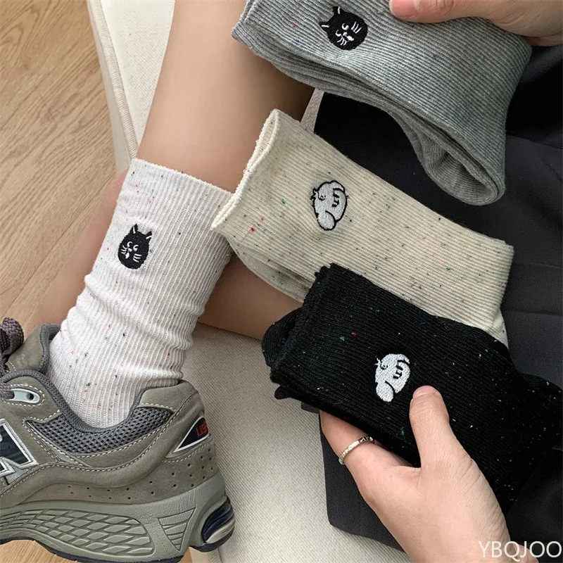 5 pairs Cartoon cute women's socks fashionable versatile mid tube socks spring summer new casual comfortable women socks