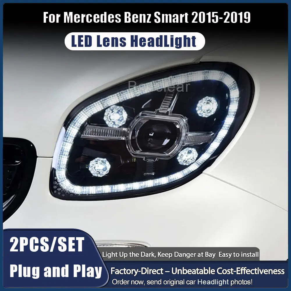 Car Styling for Smart LED Headlight 2015 2016 2017 2018 2019 2020 W453 Auto HeadLamp Assmebly LED DRL Projector Lens High Beam