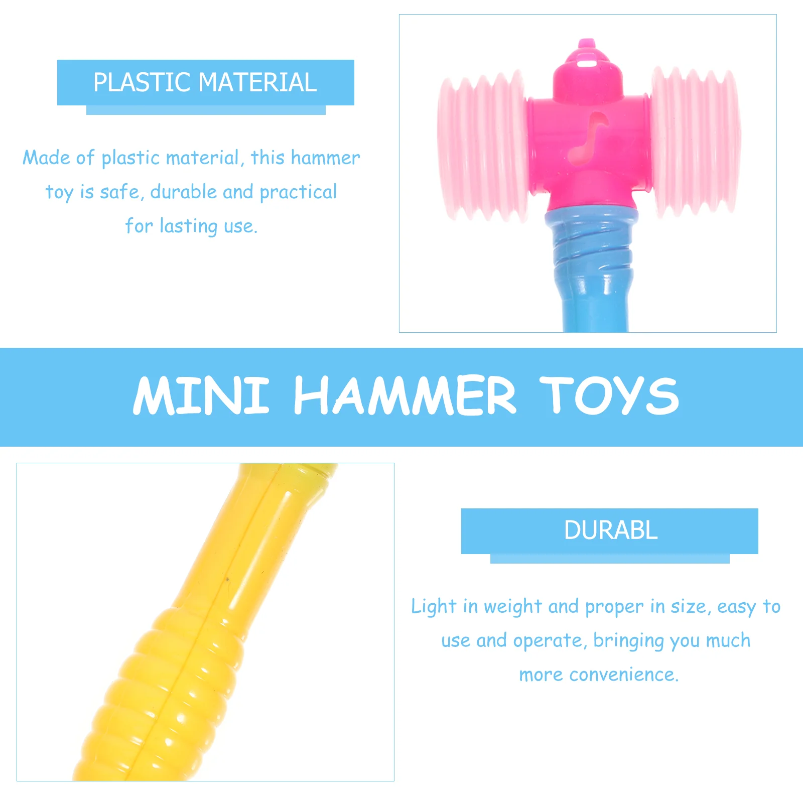 10 Pcs Children's Bb Hammer Kids Pounding Toy Toys Mini Plastic Plaything Grabbing Ability