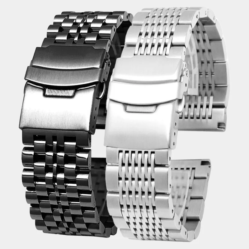 Tali jam tangan baja tahan karat padat kualitas tinggi dipoles 20 22mm tali jam tangan Mesh selam untuk HUAWEI watch2 3pr GT2/3 Seiko