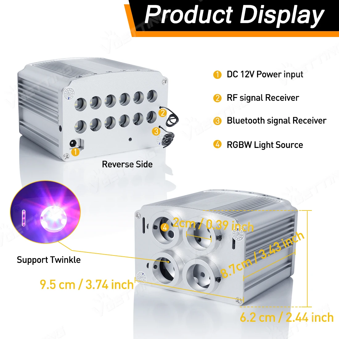 4 منفذ 32 واط 2 في 1 RGBW وميض النجوم مجموعة غطاء الرأس النيزك الألياف البصرية سقف السيارة اطلاق النار أضواء السقف للمنزل APP & RF عن بعد #4