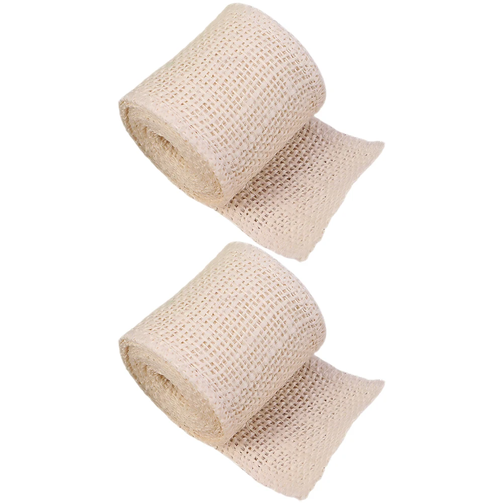 

2pcs 2 Rolls Linen Ribbon For Christmas Decoration Diy Craft Gift Wrapping Reusable Decoration Ribbon Craft Supplies