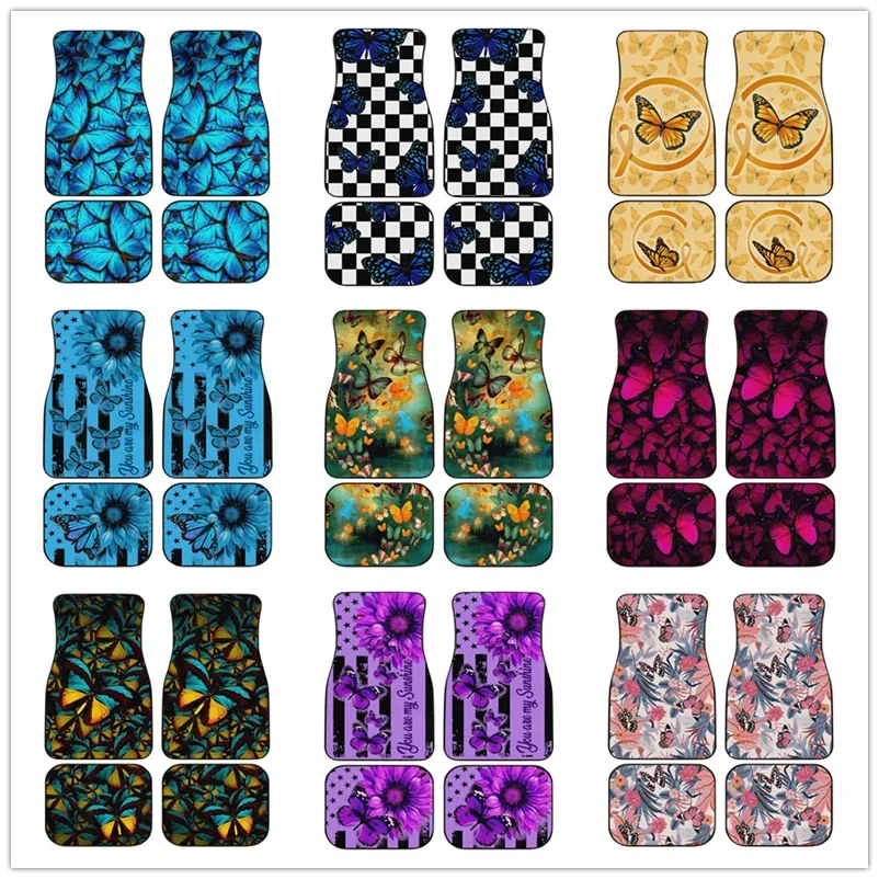 

Peace Sign Car Floor Mats Custom Flower Butterfly Car Accessories Gifts Ia