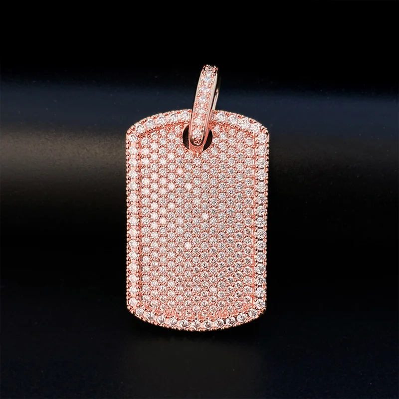 Hip Hop Iced Out Zircon Square Pendant Men Jewelry Bling Geometric Necklace Pendant Plated 16K Gold Birthday Gift