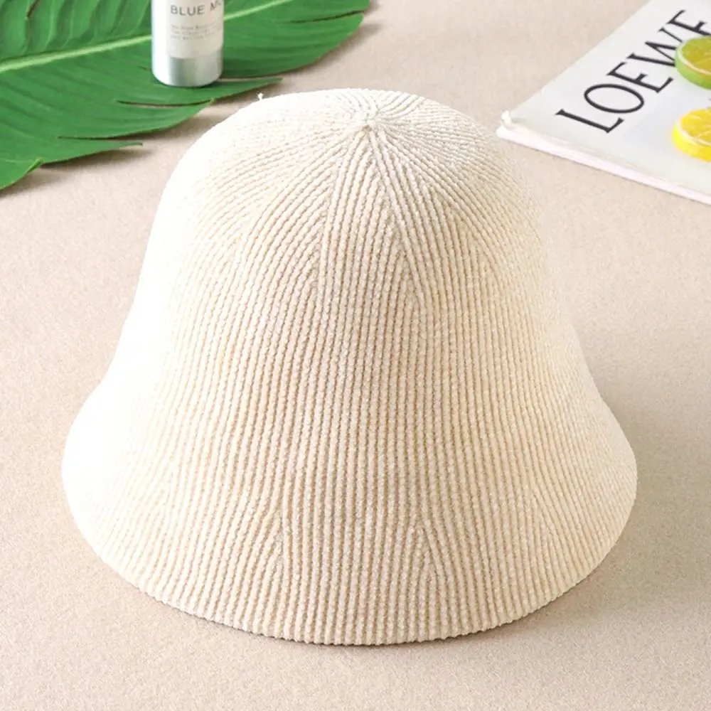 

Retro Design Chenille Knitted Fisherman Hat Solid Color Korean Style British Style Hat Knitted Texture Elegant Look Panama Cap