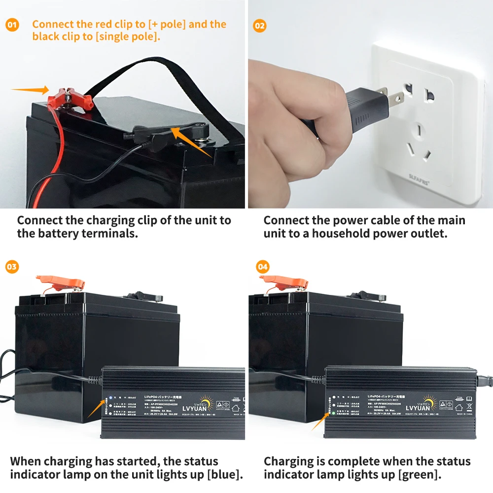 Lvyuan 500W 220V AC to DC 12V 40A/24V 20A 12V/24V Auto Portable Solar Electric Car Lithium Smart Battery Charger view 3