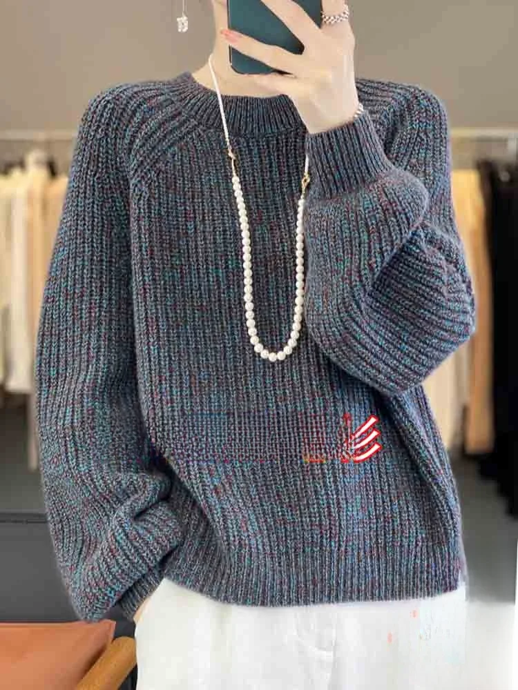 

Женский топ-камер на осень-зиму, мягкий уютный вязаный свитер «Звездная ночь», чистый цвет, свободный крой, модный базовый слой, топ