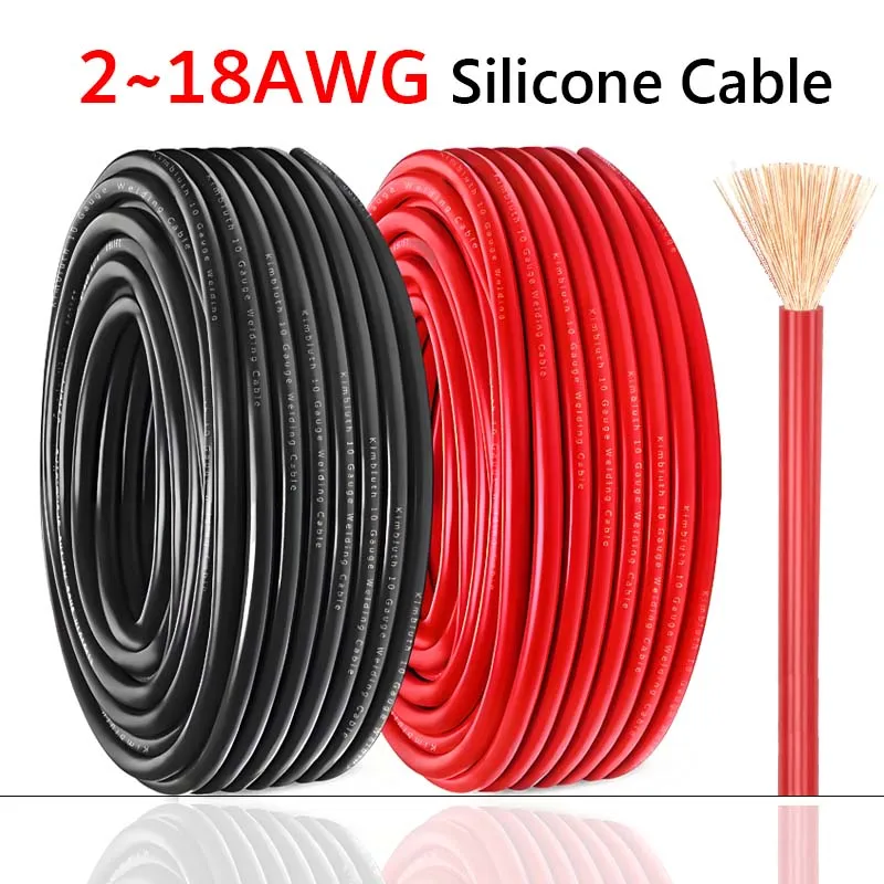 

High Voltage AC Power Cable 2 4 6 8 10 12 14 16 18 AWG Silicone Electrical Wire Heat-Resistant Copper Cord For Battery Inverter