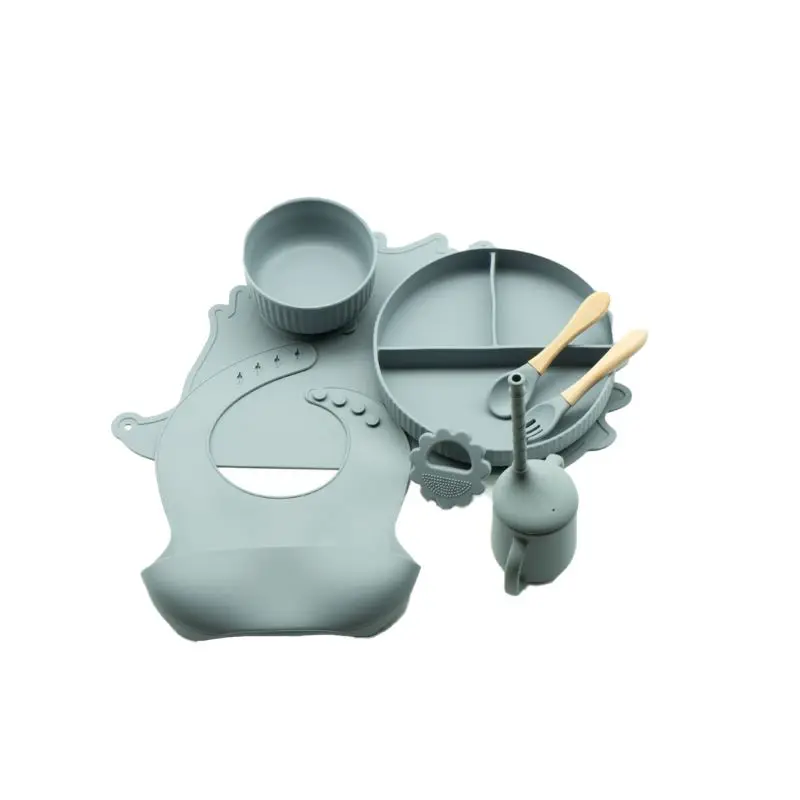 Ensemble de Bols d'Alimentation pour Bébé, Assiette en Silicone de Qualité Alimentaire, Grand Filles à Ventouse, Sans BPA, Étanche, pour Nourrisson, 5 Pièces