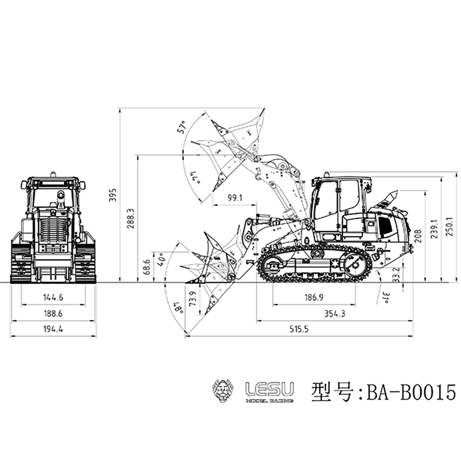 Lesu-金属製リモコン付きムーバートラック,rcローダー,追跡された油圧ライト,サウンドシステム,おもちゃキット,モデルth20448,636, 1, 14,新品