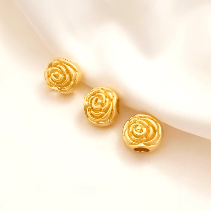 

10 шт., матовые золотые ретро-двусторонние бусины-разделители с большими отверстиями, сделай сам, изготовление ювелирных изделий, ожерелье, браслет, аксессуары, материалы