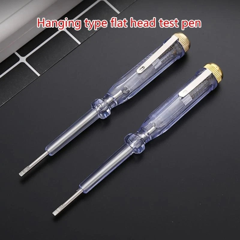 مشقوق مفك اقلام الفحص الكهربائي جهاز قياس الجهد الكهربائي التيار المتناوب 100-500 فولت فاحص التيار شفافة والسلامة 10 قطعة/الوحدة