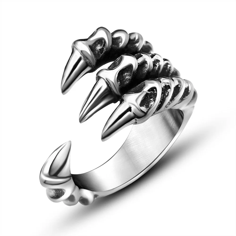 Hot Sale Open Dragon Claw Ring Student Antique Silver Domineering Trendy Men' 1$free Postage Cheap Wholesale Jewelry Large Order