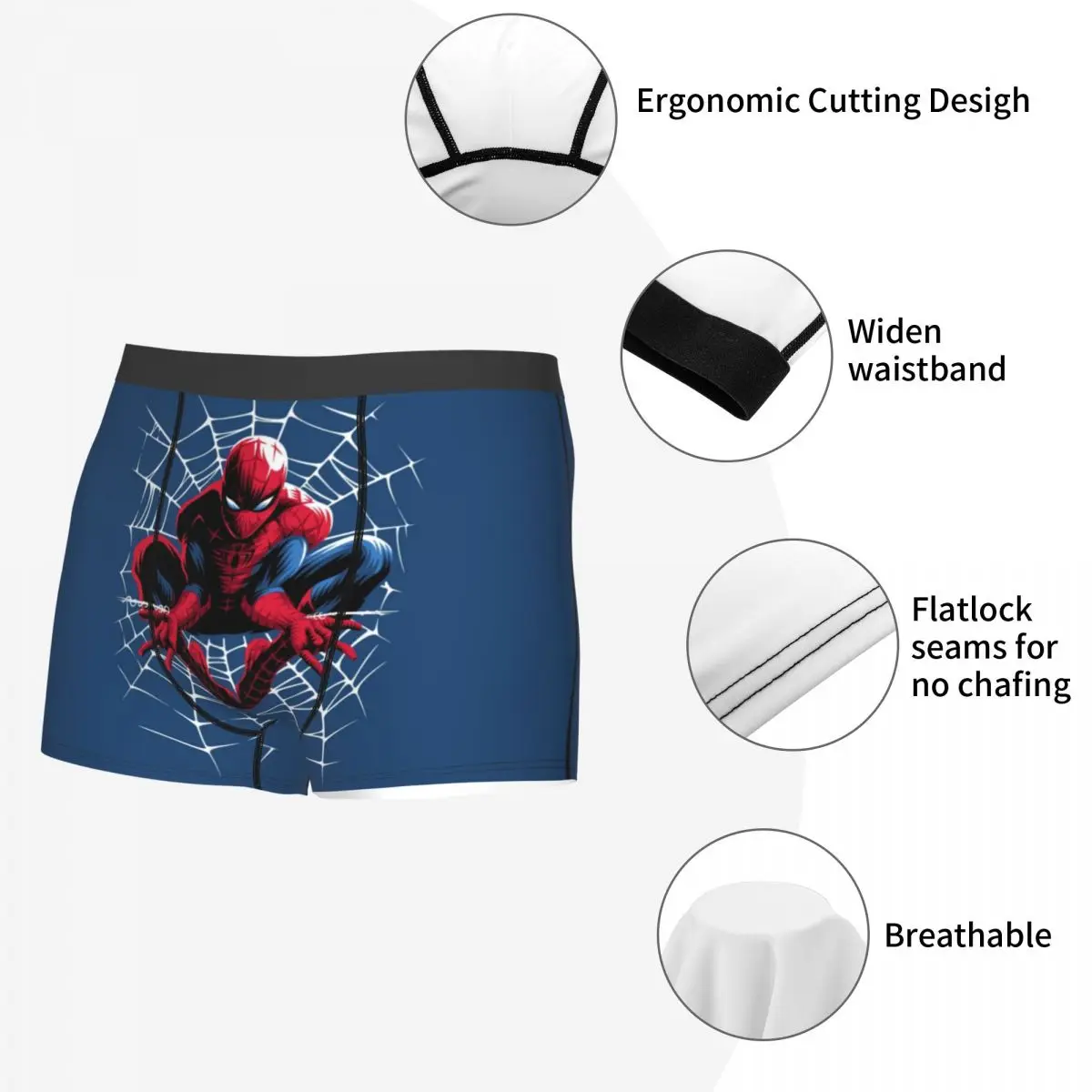 Sous-vêtements masculins drôles de polyester de culotte du boxer Spider-man des hommes S-XXL caleçons