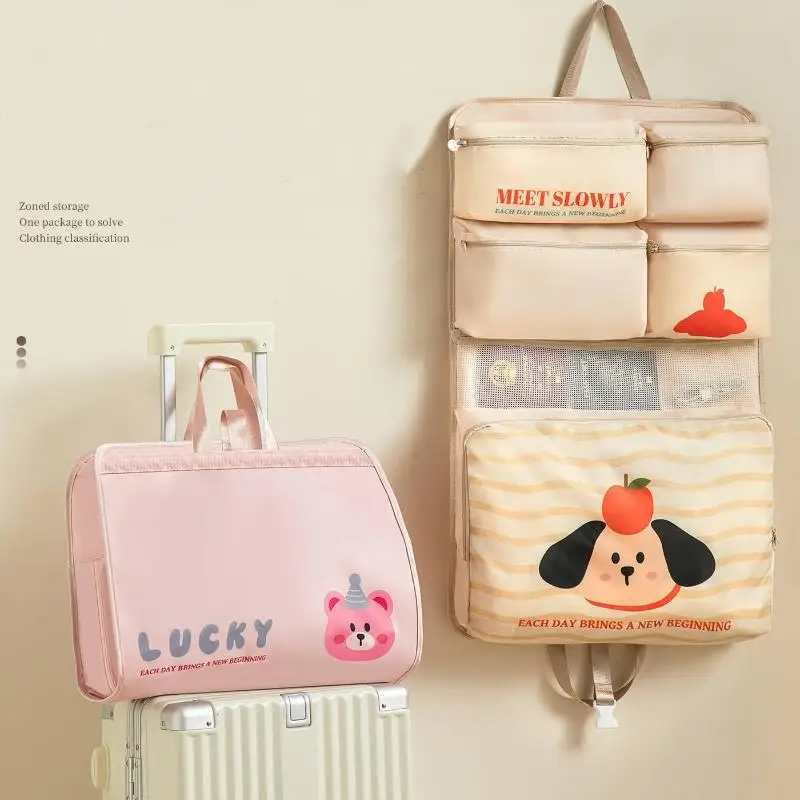 

Hanging 6 In 1 Travel Storage Bag Foldable Large Capacity Luggage Organizer Portable Moisture Proof Multi Function Bag