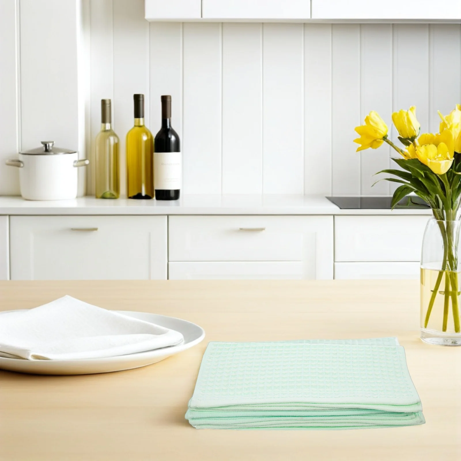 

10Pcs Kitchen Cleaning Wipes Dense Waffle Weave Cotton Fabric Heavy Duty Dish Cloths for Scrub Free Surface Care and Quick Spill