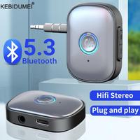 Bluetooth 5.3 Audio Receiver AUX 3.5mm Jack Stereo Wireless Audio Adapter with Microphone for Car Earphones TV Speakers