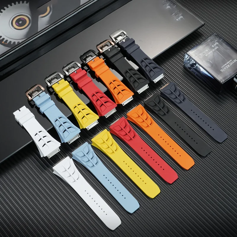 

Ремешок из фторкаучука для часов Richard Miller Mill, ремешок из фторкаучука RM055 RM030 RM3501 RM3502 RM3503, мужская складная пряжка