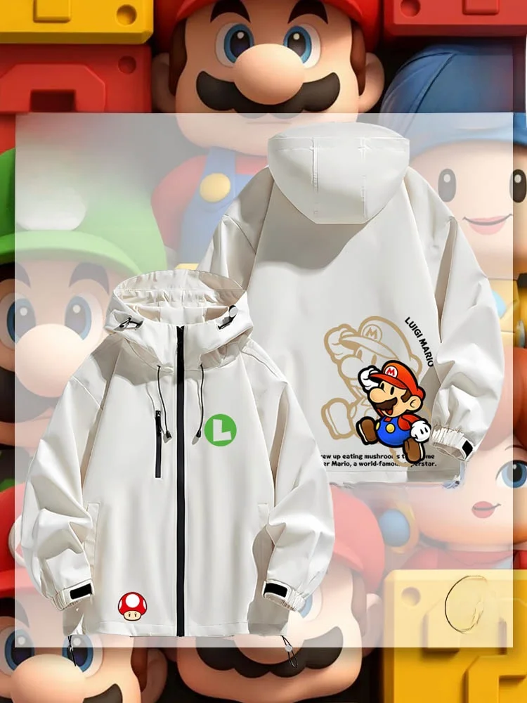 

Супермодная водонепроницаемая куртка Super Luigi Game в мультяшном стиле для активного отдыха, весна-осень-зима, модная парная модель