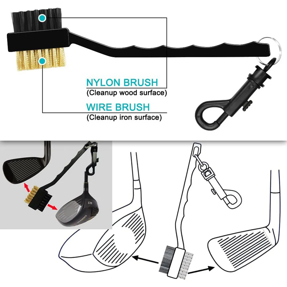 مجموعة واحدة من أدوات مبراة الأخدود للنادي، فرشاة مزدوجة الجوانب، سوداء خفيفة الوزن، محمولة، لإزالة الأوساخ الأخدود بكفاءة #4