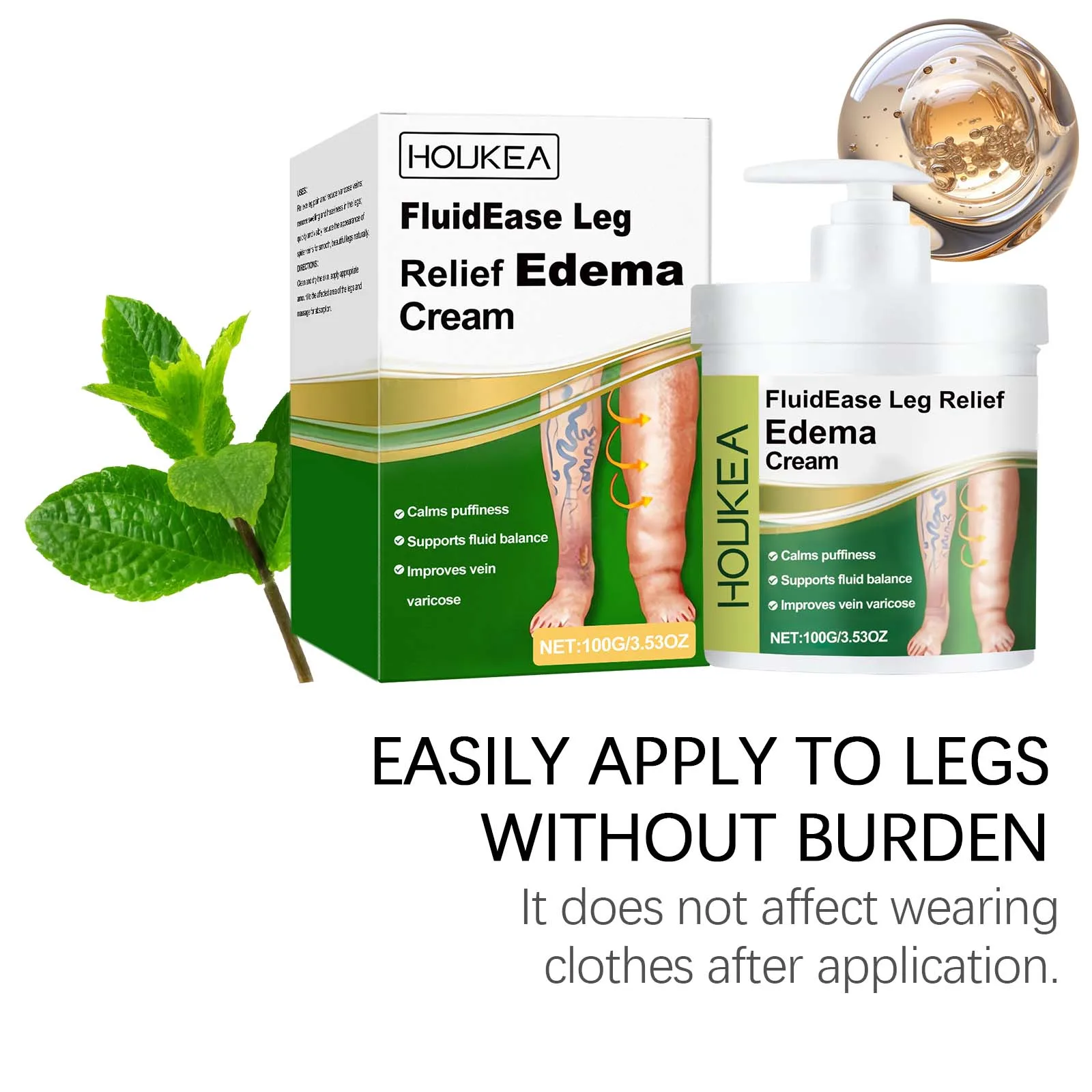 Leg Edema Relief Cream Remove Leg Swelling Repair Varicose Veins Antiedematous Foot Improves Circulation Anti Edema Ointment - view 4