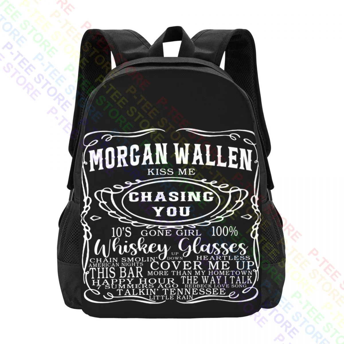 Morgan Wallen Kiss Me Chasing You Whiskey Glasses This Bar Happy HourBackpack Large Capacity School Large Capacity