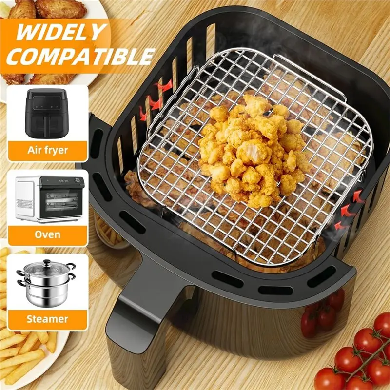 TFORU-2PCS Air Fryer Rack Square 8'' Accessories For 5-8Qt Ninja/Cosori