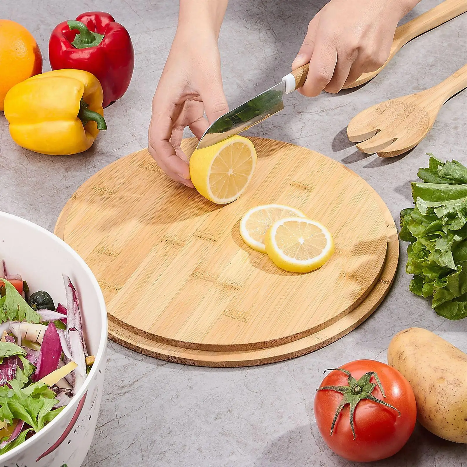 

Big Salad Bowl Large Bowls For Serving With Lids Wooden Serveware With Spoon Fork For Home Kitchen Cereal Fruit Snack Mixing