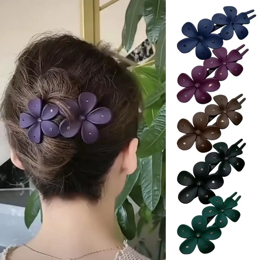 

Women Hair Grip Elegant Rhinestone Hair Grip with Flower Decor Anti-slip Lightweight Styling Tool for Women Frosted Texture