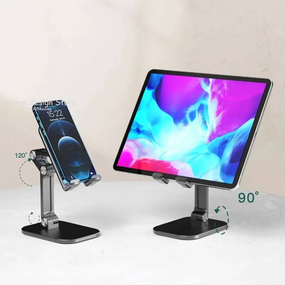 Three Sections Foldable Desk Mobile Phone Holder For iPhone For iPad Tablet Flexible Table Desktop Adjustable Smartphone Stand