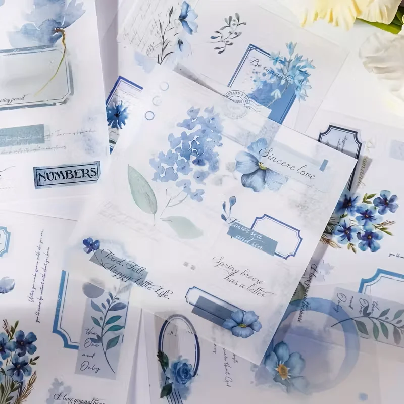 Dual Material Die-Cutting Sticker Book, Writing Flowering Period Series, Artistic Style Flower Creative Hand Account Collage