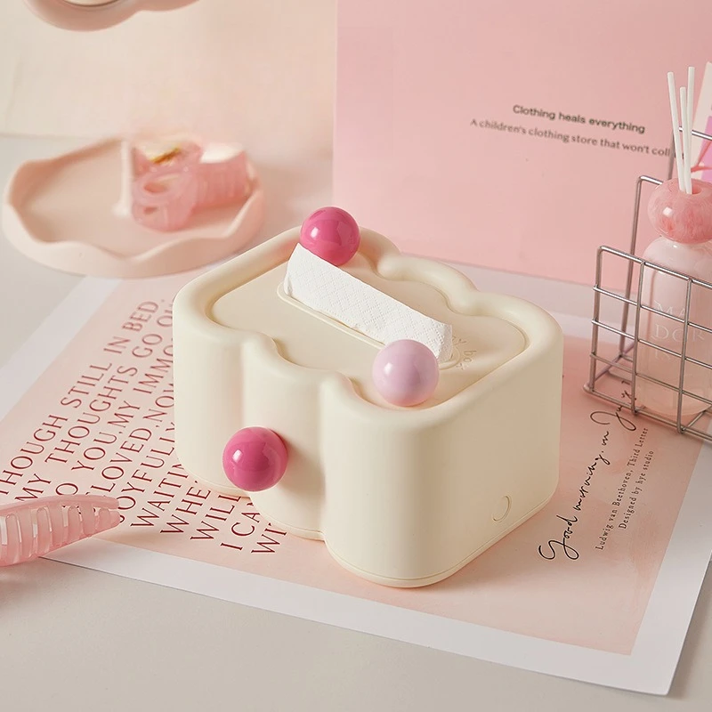 Cream Wind Plastic Tissue Box Household High-value Multi-layer Pumping Carton Living Room Bathroom Storage Box