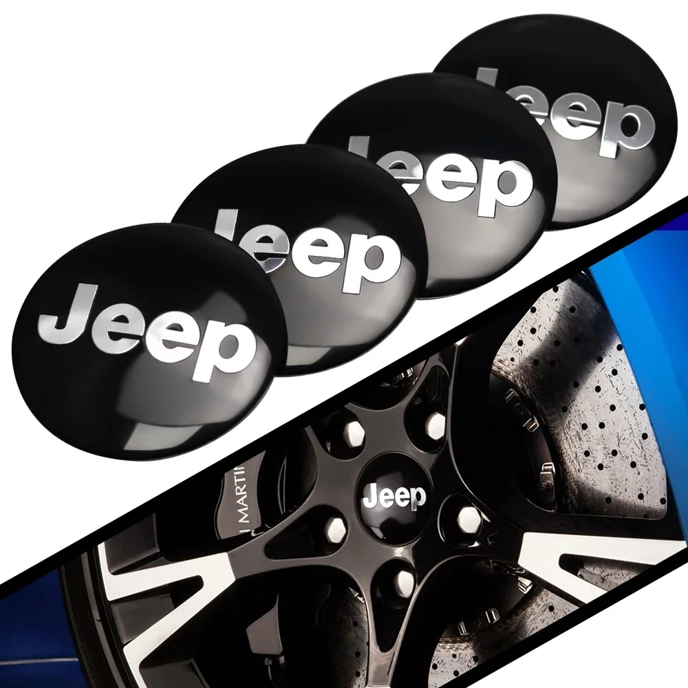 

4PCS 56mm Car Wheel Hub Center Cap Sticker Logo for Jeep Renegade Wrangler JK JL Grand Cherokee Compass Patriot Rim Emblem Cover