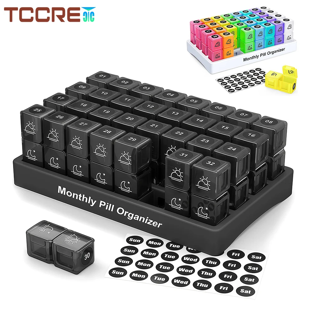 

1PCS Monthly Pill Organizer, Daily Pill Organizer 32 Compartments for Pill Dispenser for Vitamins Supplements and Medication