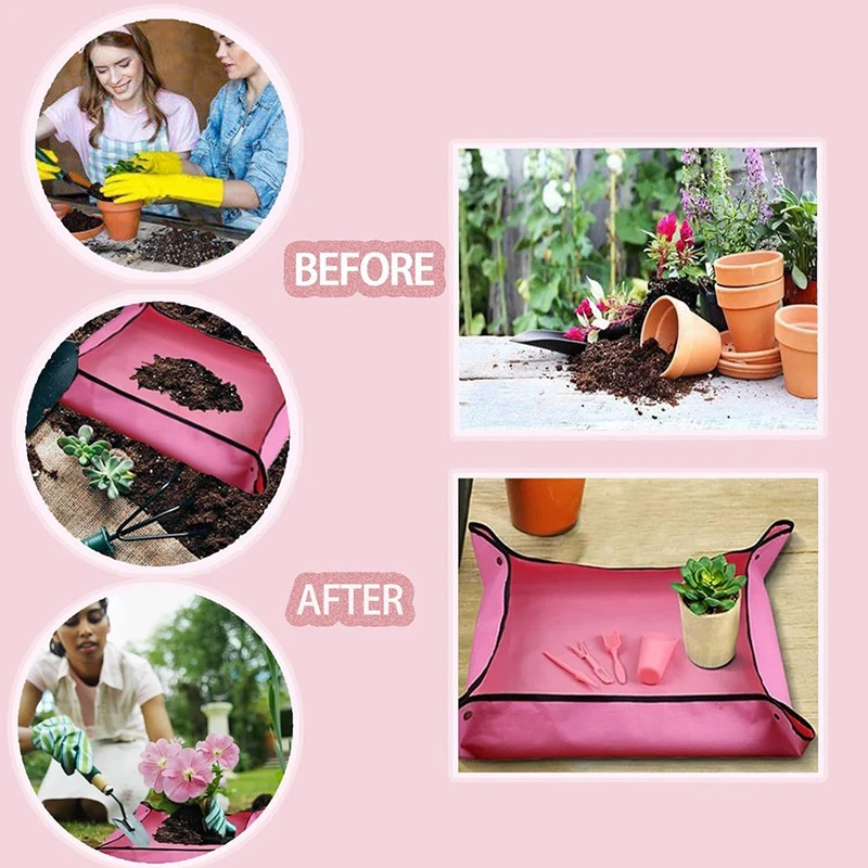 Plant Repotting Mat For Indoor Plant, Garden Tool, Waterproof Transplanting Succulents Soil Portable Tray Durable